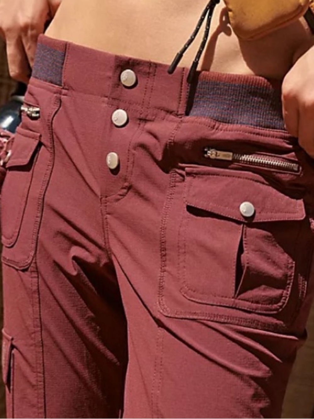 FP MOVEMENT Free People Cascade Flare Cargo Pants in Oxblood Sz XS Low Rise NWOT - Picture 2 of 14